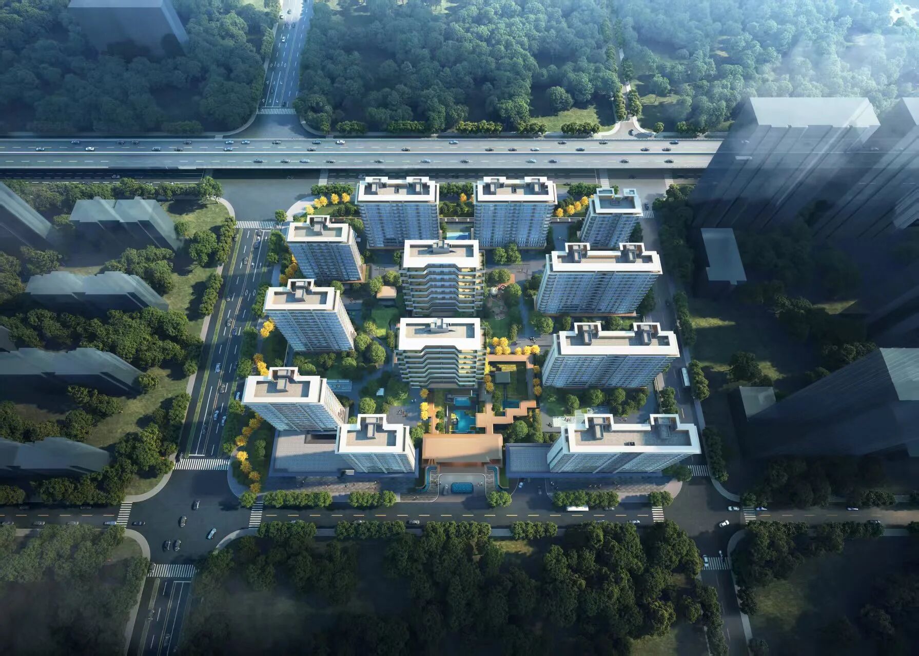 国投襄阳院子宸院1#、2#、3#、5#楼主体结构全面封顶