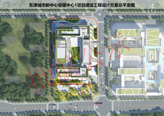 关于东津城市新中心邻里中心1项目建设工程设计方案总平面图批前公示 时间：2024-05-08