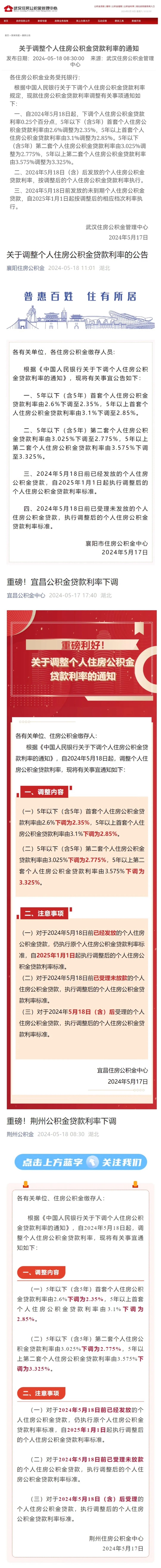 湖北17市州全部下调个人住房公积金贷款利率