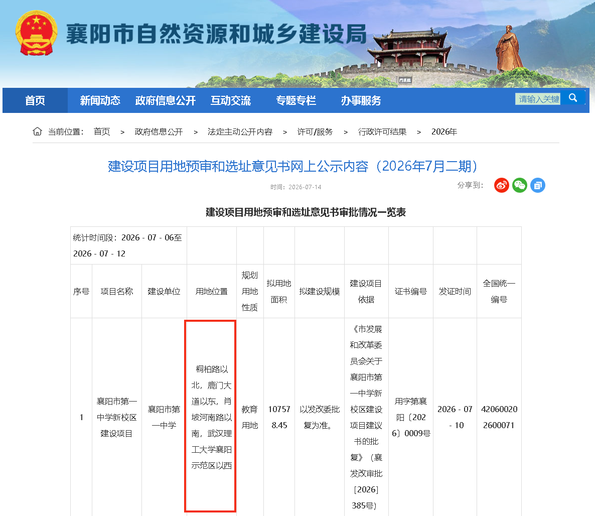 襄阳一中新校区选址尘埃落定！东津新区具体区位曝光！